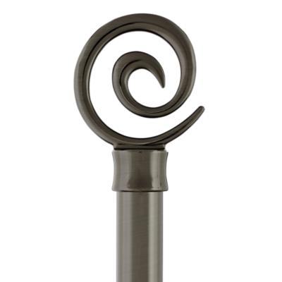 1 1/8" Swirl Finial, Brushed Black Nickel