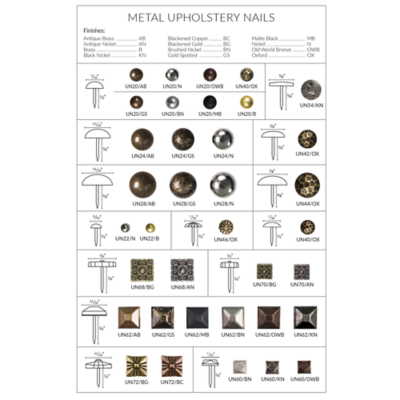 Metal Upholstery Nail Sample Board