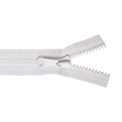 Molded Tooth Zippers, #5, White