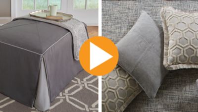 Fabricating an Ottoman Slipcover with Decorative Throw Blanket and Pillow Accessories