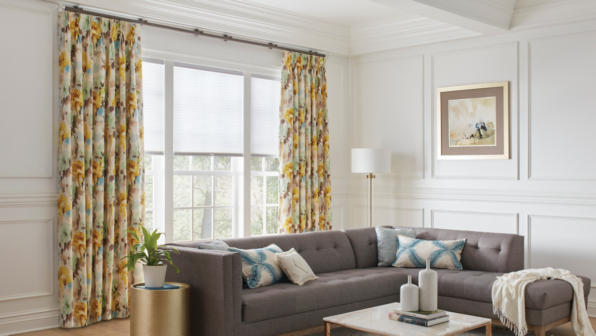 Elements® Express Cellular Shades paired with Paris Texas Hardware™