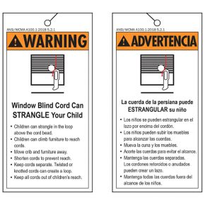 Safety Warning Tag - Accessible Operating Cord Warning Tag

