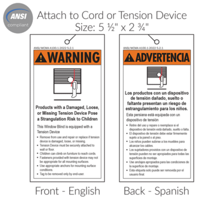 Tension Device Warning Tag